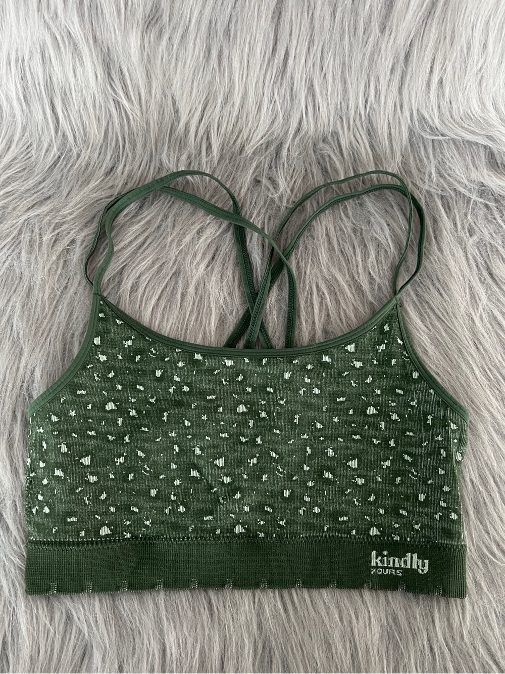 Green Patterned Seamless Bra EUC